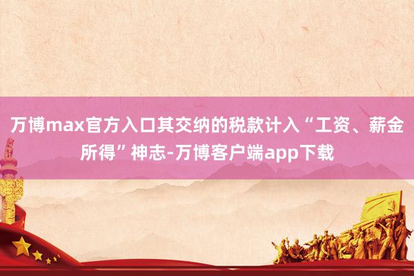 万博max官方入口其交纳的税款计入“工资、薪金所得”神志-万博客户端app下载