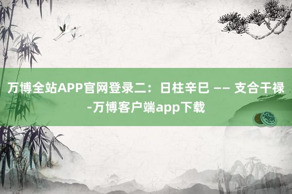 万博全站APP官网登录二：日柱辛巳 —— 支合干禄-万博客户端app下载