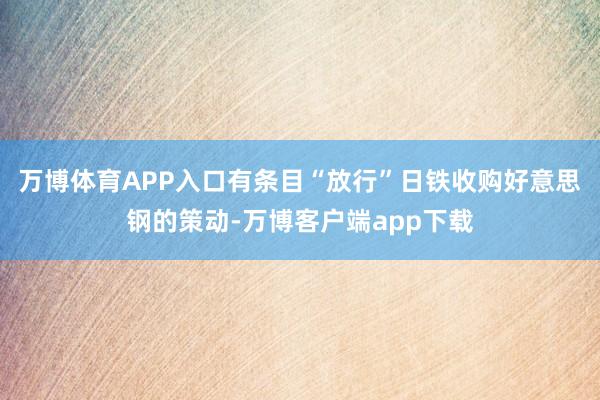 万博体育APP入口有条目“放行”日铁收购好意思钢的策动-万博客户端app下载