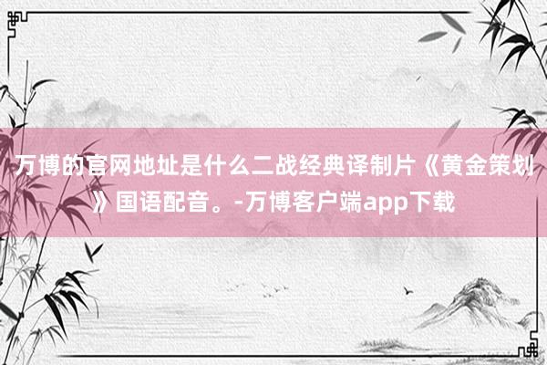 万博的官网地址是什么二战经典译制片《黄金策划》国语配音。-万博客户端app下载