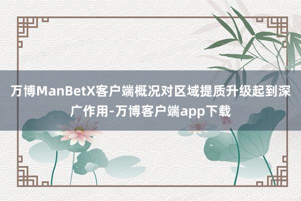万博ManBetX客户端概况对区域提质升级起到深广作用-万博客户端app下载