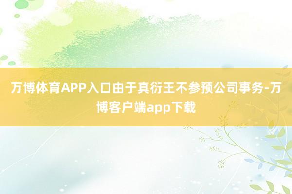 万博体育APP入口由于真衍王不参预公司事务-万博客户端app下载