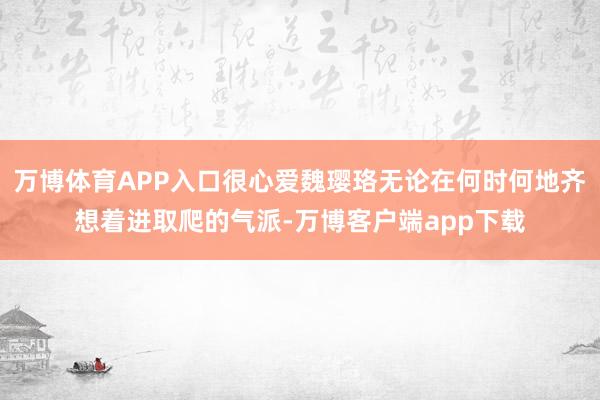 万博体育APP入口很心爱魏璎珞无论在何时何地齐想着进取爬的气派-万博客户端app下载