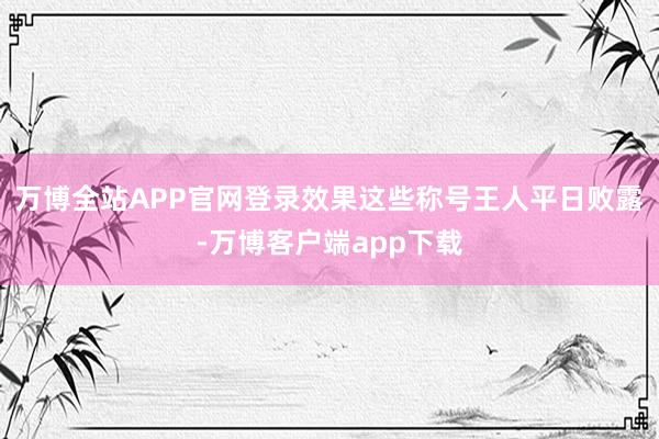 万博全站APP官网登录效果这些称号王人平日败露-万博客户端app下载