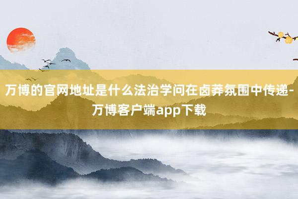 万博的官网地址是什么法治学问在卤莽氛围中传递-万博客户端app下载