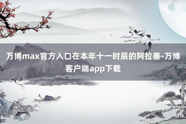 万博max官方入口在本年十一时辰的阿拉善-万博客户端app下载