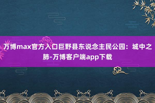 万博max官方入口巨野县东说念主民公园：城中之肺-万博客户端app下载