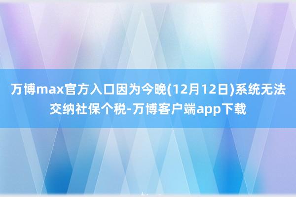 万博max官方入口因为今晚(12月12日)系统无法交纳社保个税-万博客户端app下载