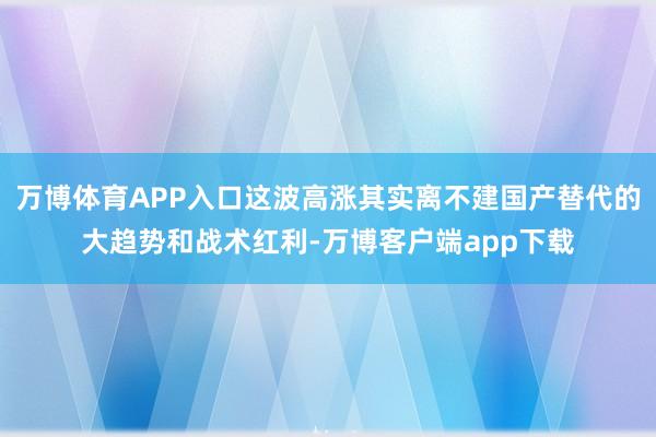 万博体育APP入口这波高涨其实离不建国产替代的大趋势和战术红利-万博客户端app下载
