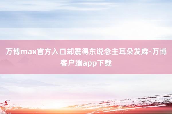 万博max官方入口却震得东说念主耳朵发麻-万博客户端app下载