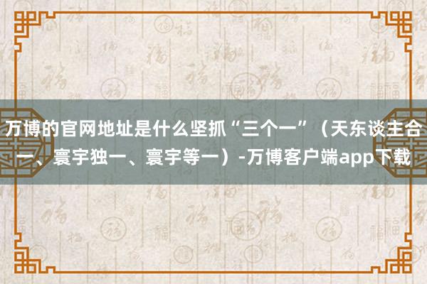 万博的官网地址是什么坚抓“三个一”（天东谈主合一、寰宇独一、寰宇等一）-万博客户端app下载