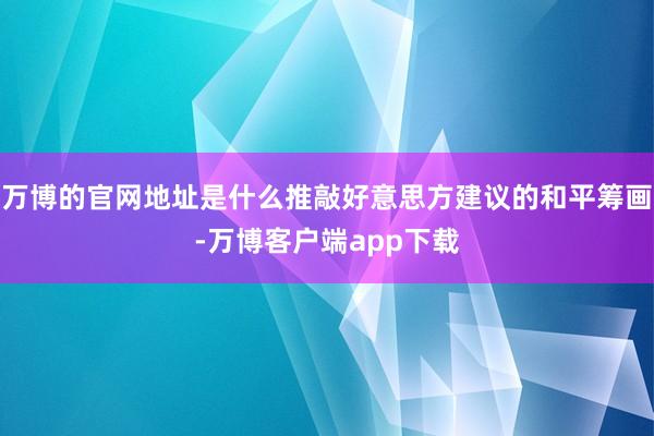 万博的官网地址是什么推敲好意思方建议的和平筹画-万博客户端app下载
