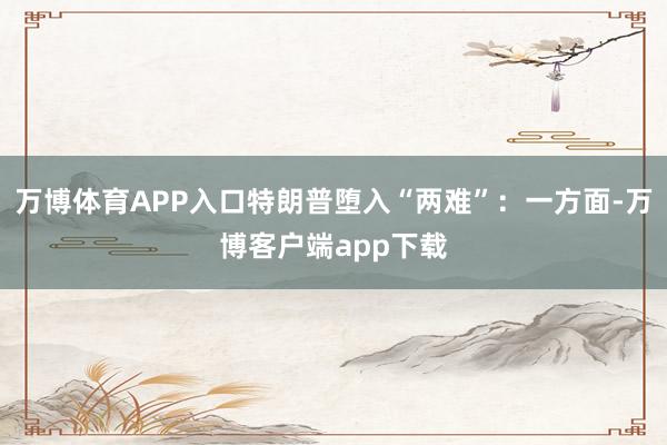 万博体育APP入口特朗普堕入“两难”：一方面-万博客户端app下载