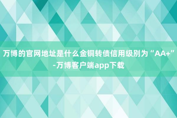 万博的官网地址是什么金铜转债信用级别为“AA+”-万博客户端app下载