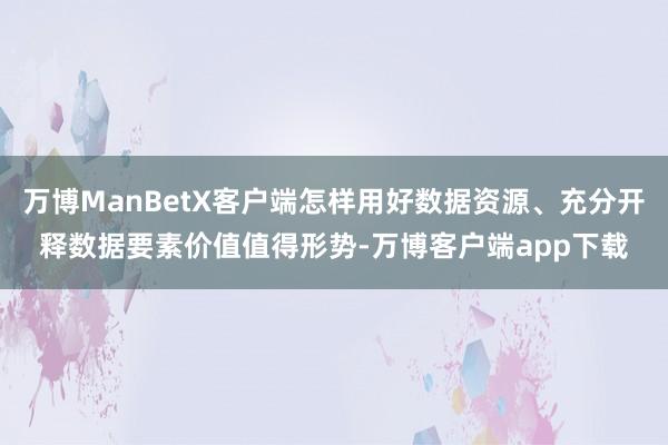 万博ManBetX客户端怎样用好数据资源、充分开释数据要素价值值得形势-万博客户端app下载